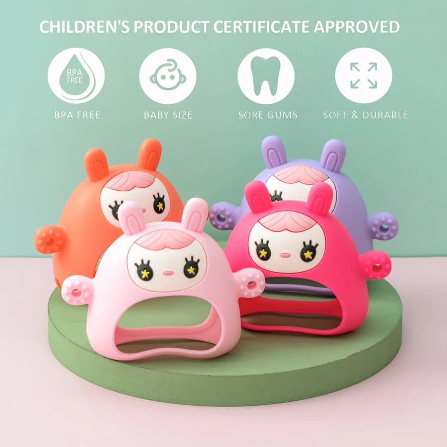 1 Pezzo Giocattolo da Dentizione in Silicone Senza BPA per Neonati 0-12 Mesi, Guanto Sensoriale per la Dentizione, Giocattoli Sensoriali per Bambini, Giocattoli Molari Lenitivi in Silicone a Forma di Animale