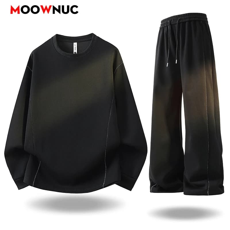 Men's Casual Sports Dress 2 Pieces, Fashion Streetwear Suit with Sweatshirt and Pants, Breathable Clothing for Camping and Beach, News