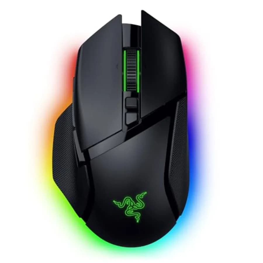 Mouse da gioco wireless per FPS e MOBA: plastica PBT nera, sensore ottico 35K DPI, rotella HyperScroll inclinabile, 13 controlli personalizzabili