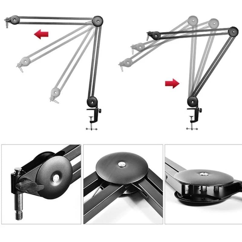 Adjustable Microphone Suspension Boom Scissor Arm Stand Mic Stand for Radio Broadcasting best sale