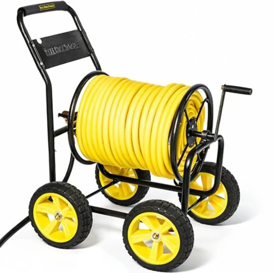 Carrello Avvolgitubo da Giardino, Avvolgitubo in Metallo Resistente con Ruote, Avvolgitubo per Esterni per Cortile, Giardino o Prato, Nero, Du