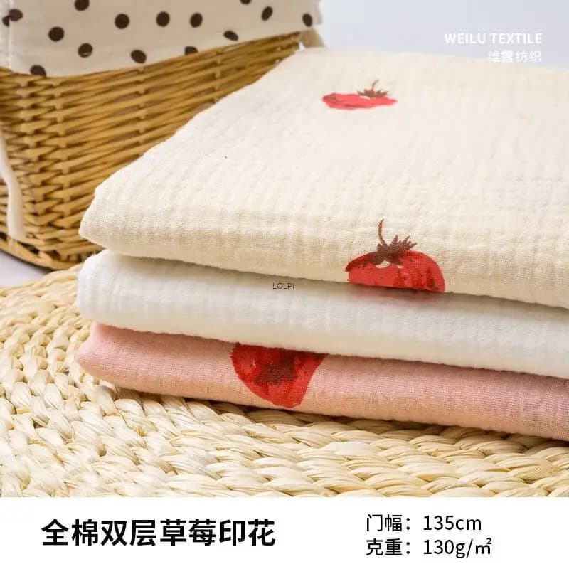 cotton Double-layer Gauze Fabric, Pure Cotton Printed Crepe Fabric Nightgowns And Home Wear