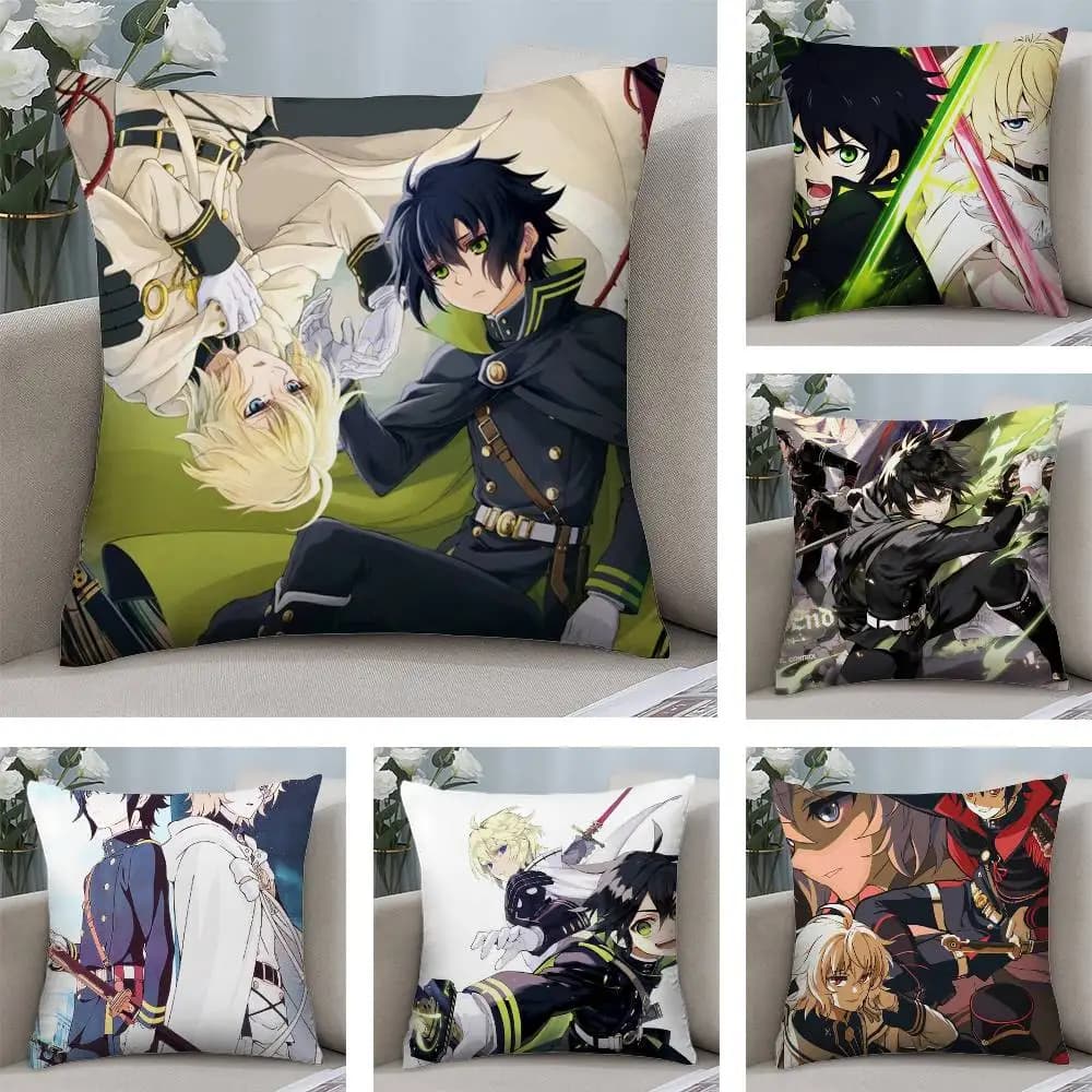 Anime O-Owari No Seraph Pillow Case Short plush Double-sided Print Square Throw Pillow Covers Sofa Home Cushion Decor