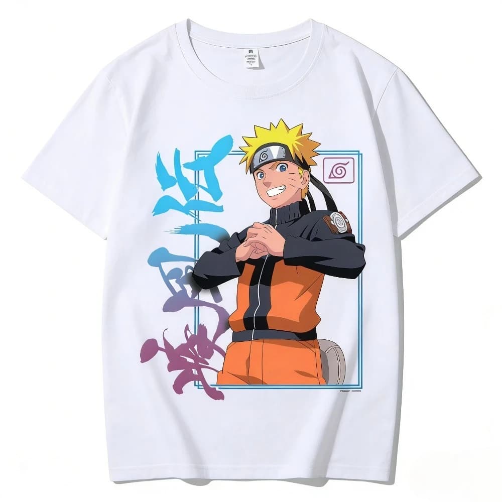 Nuova T-shirt in cotone estiva 2026 con logo Naruto Shippuden Team Naruto, T-shirt estiva stampata con anime Naruto