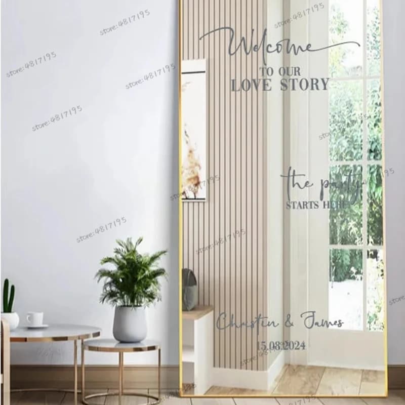 Personalized Wedding Welcome Sign Welcome To Our Love Story Decal Custom Names And Date Wedding Party Mirror Vinyl Stickers