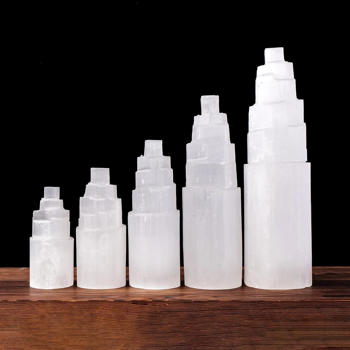 1 pezzo di cristallo naturale di selenite torre di pietra grezza lucida e smagnetizzata oggetto decorativo da tavolo artigianale