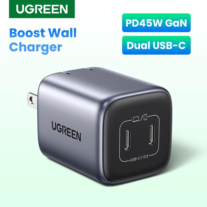1948 us Plug】UGREEN GaN 45W caricatore USB PD QC 3.0 caricabatterie rapido caricabatterie rapido per iPhone 15 14 Pro caricabatterie per telefono per Samsung S24 S23