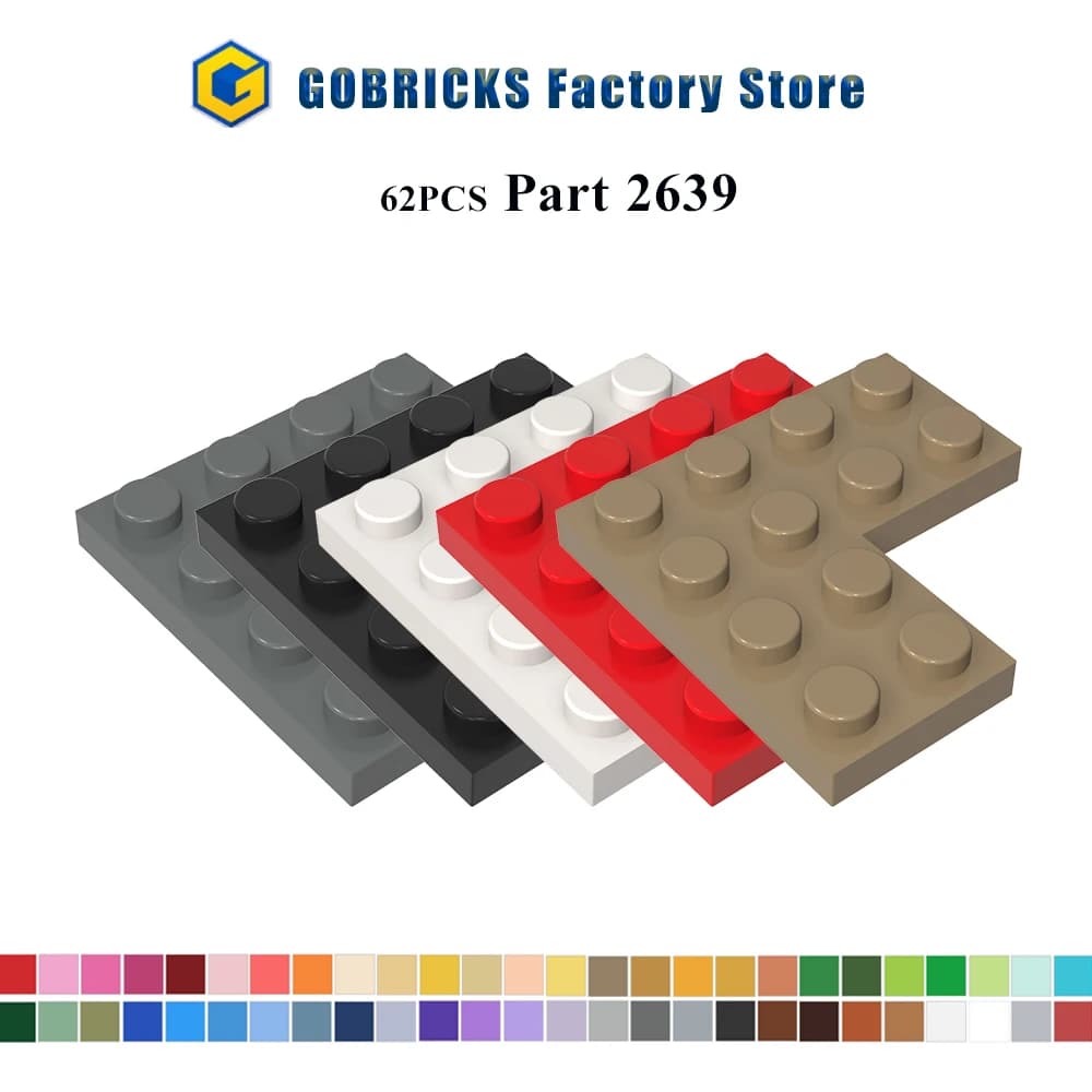 Gobricks 2639 62pcs Bulk Parts Plate 4x4 Corner Piecing Bricks Building blocks DIY Toys Model Black Gray Red White Color Set Moc