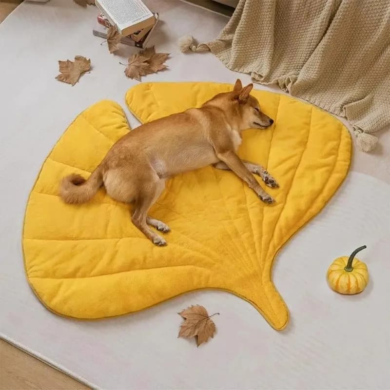 Tappetino per Animali Domestici a Forma di Foglia in Puro Cotone Ispessito Moderno per Gatti e Cani per l'Inverno