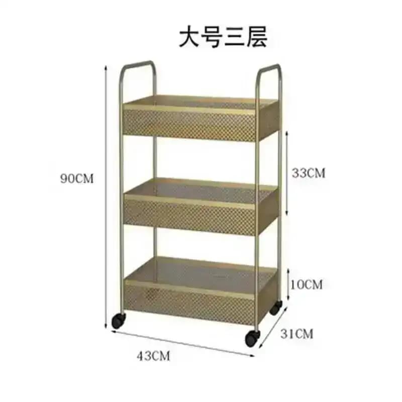 Carrello Cosmetico Multi-livello Dorato per Attrezzature da Salone, Arredamento per Parrucchieri, Asciugacapelli, Shampoo, Mobile Grande da Parrucchiere