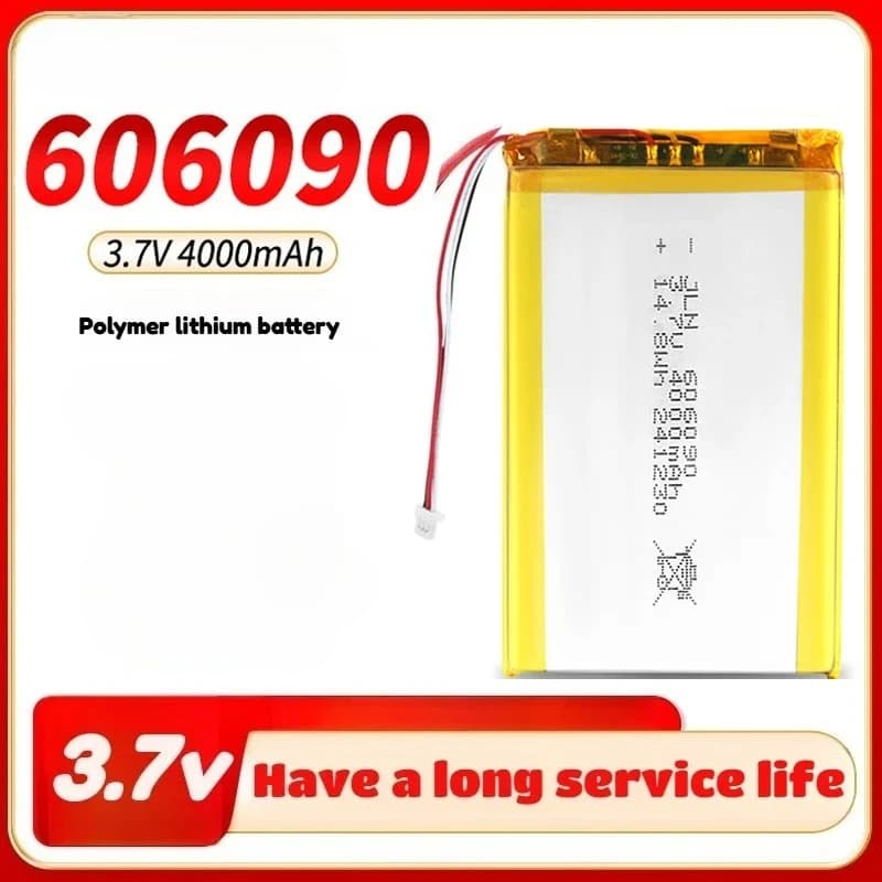 Batteria Ricaricabile Lipo 606090 3.7v 4000mAh per GPS, MP4, Fotocamera, Power Bank, Tablet, Giocattoli Elettrici, Batteria ai Polimeri di Litio 606090