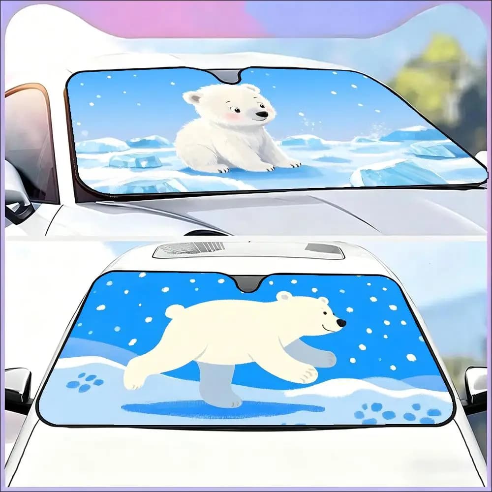 Parasole Premium per Parabrezza Auto P-Polar Bear-S, Protezione dal Calore e dai Raggi UV, Regalo Ideale per Auto
