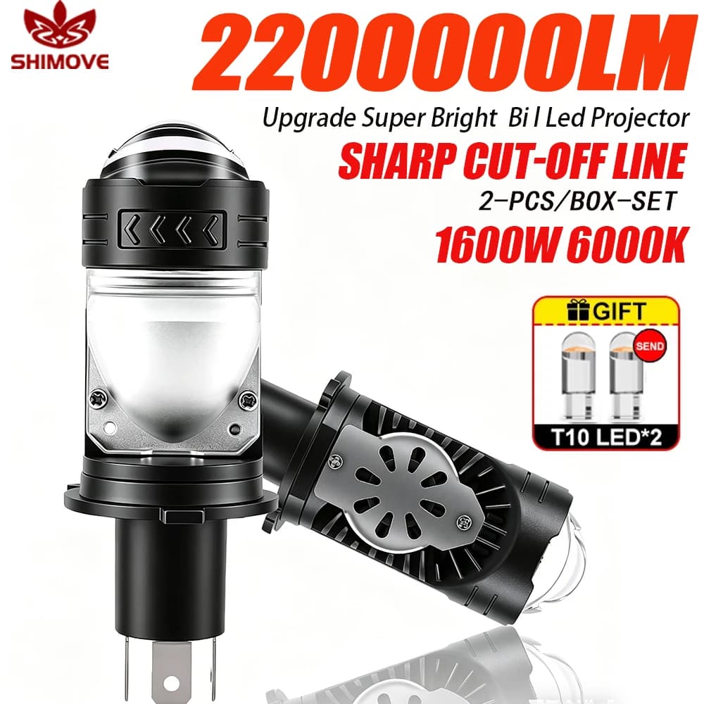 H4 Bi LED Mini Projector Lens Headlights 6000K CANBus Super Bright Ampoule Headlamps for Moto Car Vehicles Durable Fog Bulbs 12V