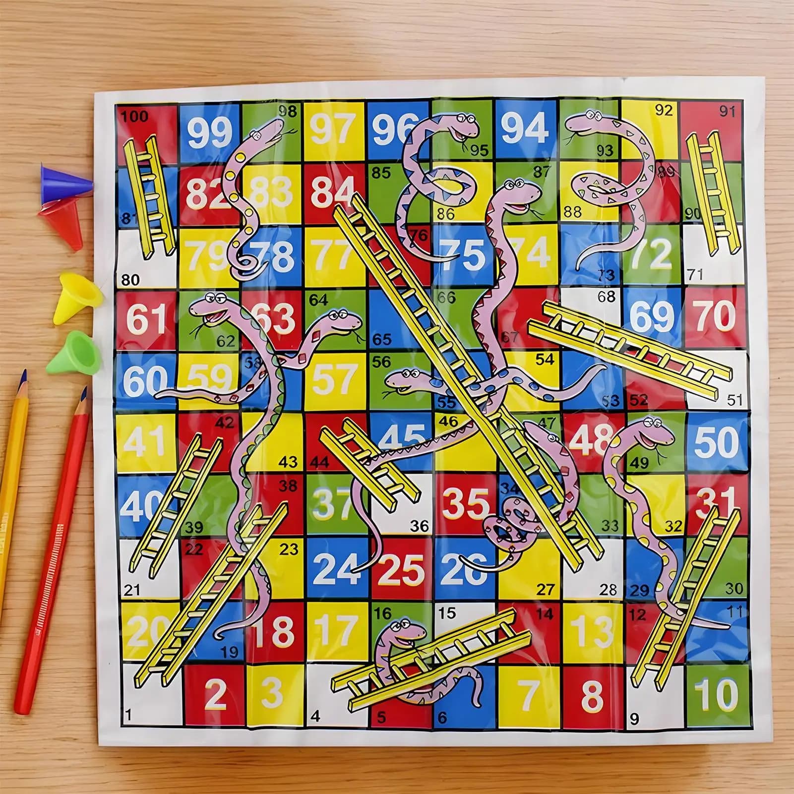 Snake and Ladder Chess Game Folding Fun Chess Board Game Portable Travel Game Set for Family Kids Parties Travel