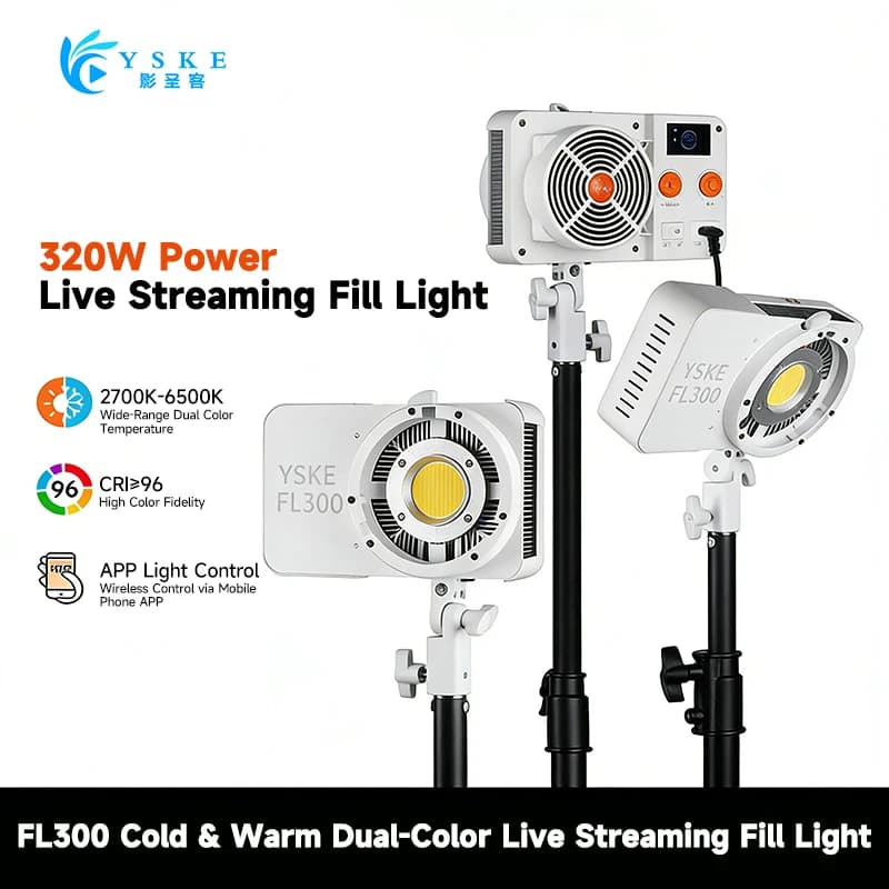 Luce video LED COB YSKE FL300 da 320 W, illuminazione fotografica bicolore 2700 K-6500 K con controllo APP