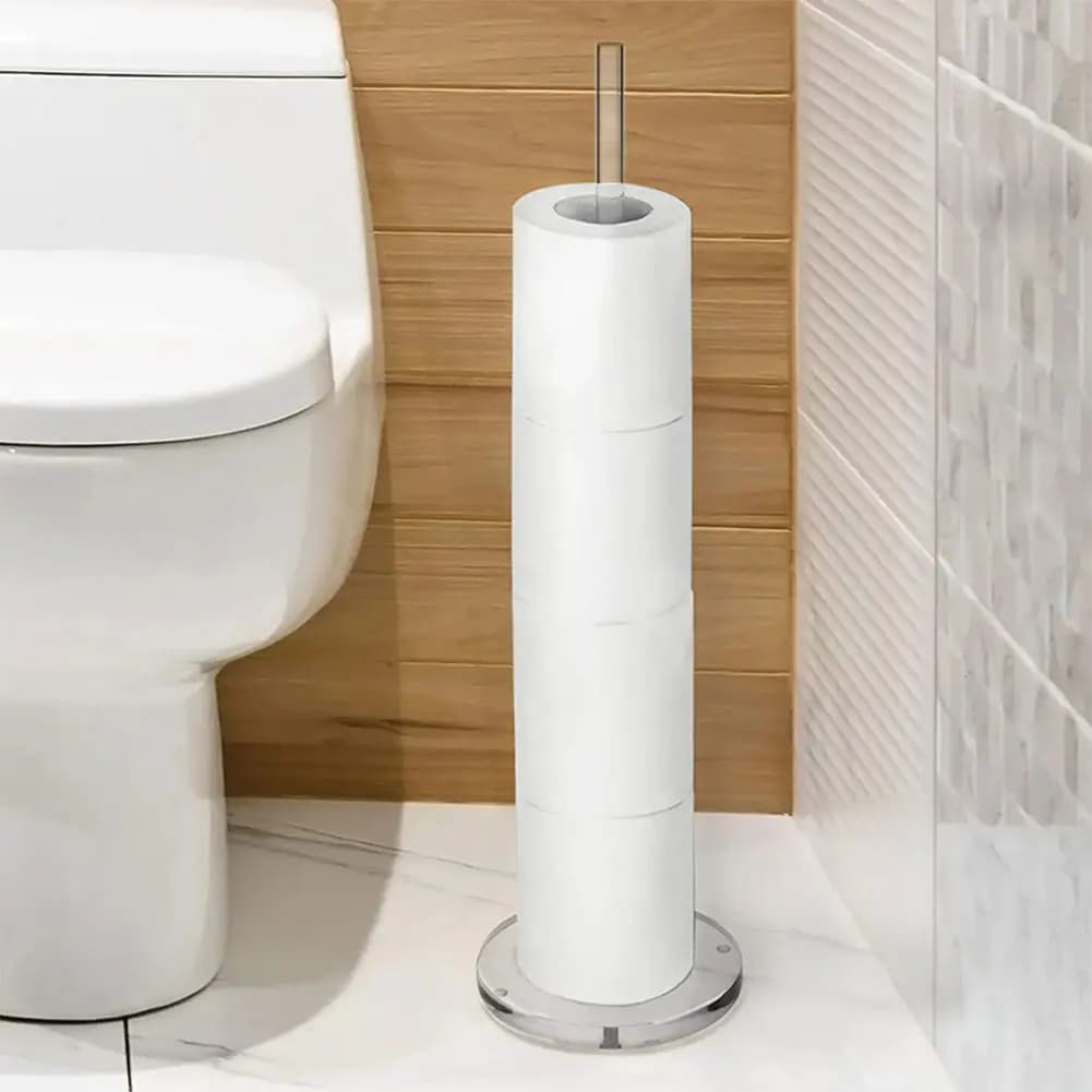 Portarotolo autoportante portarotolo verticale per carta igienica salvaspazio moderno per lo stoccaggio di rotoli di ricambio per wc