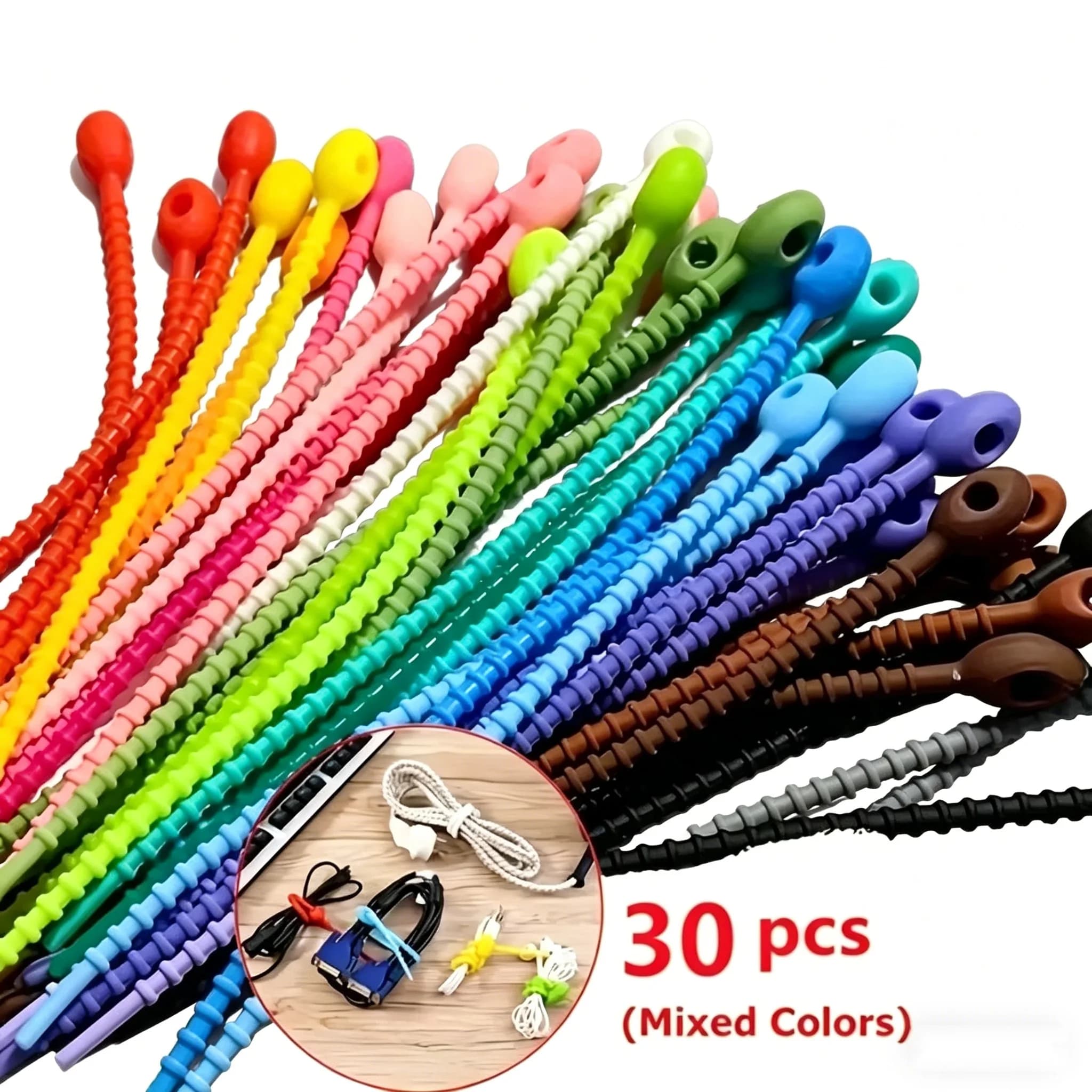 Nuovo organizer per cavi in silicone riutilizzabile, fascetta con cerniera per la gestione dei cavi, clip multifunzionale per borsa, clip organizer per cavi
