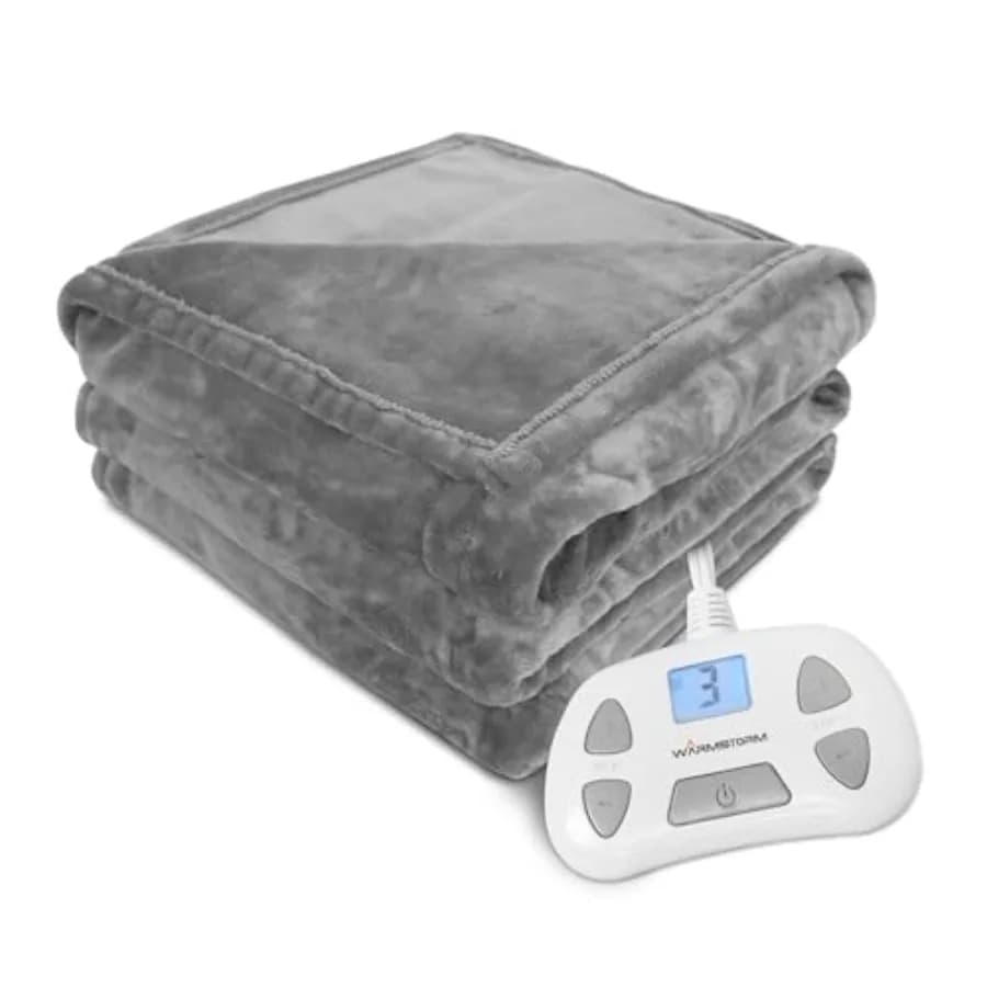 Coperta Elettrica Riscaldante Singola, Coperta Termica a Riscaldamento Rapido in Flanella, 10 Livelli di Riscaldamento, Spegnimento Automatico 12 Ore, Protezione dal Surriscaldamento 62