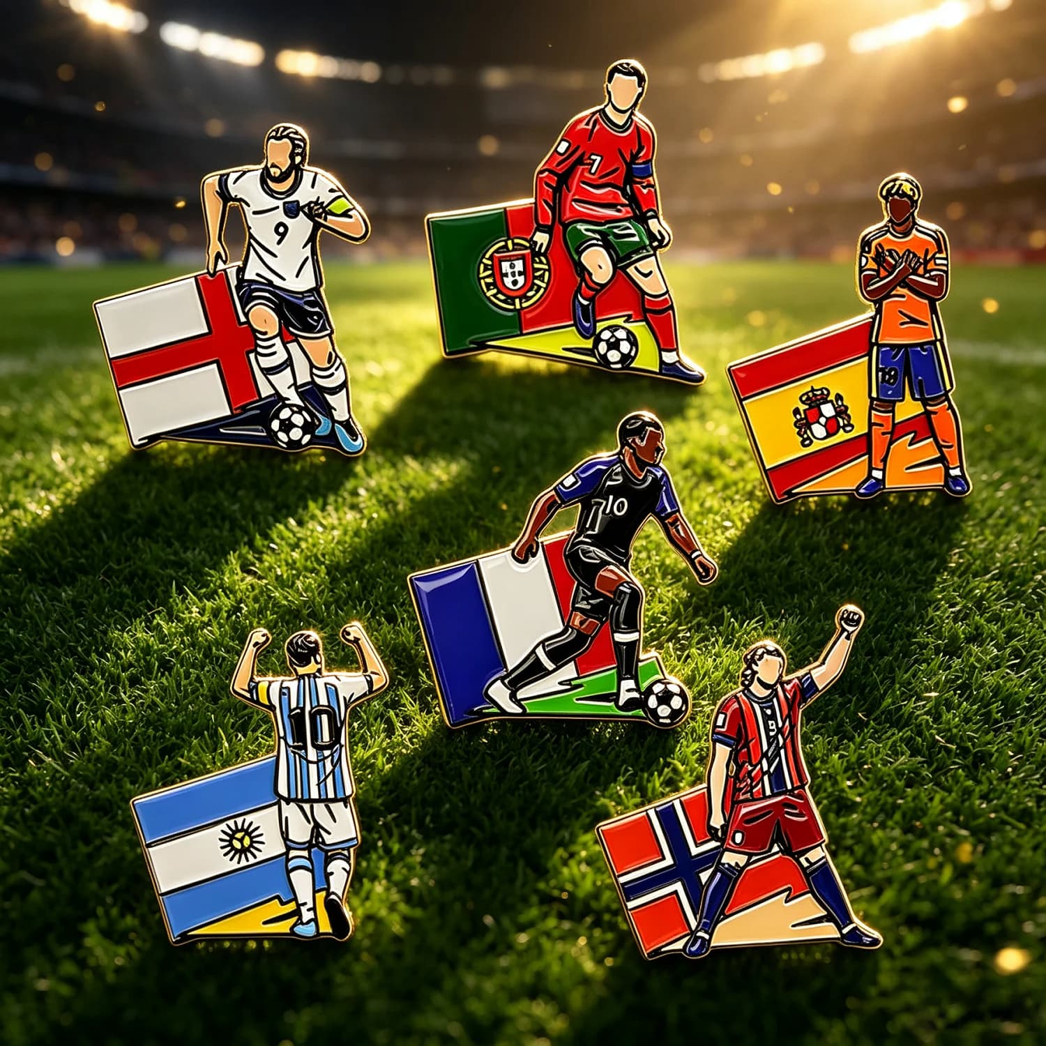 2026 USA Canada Mexico Badge Cartoon Alloy Unisex Soccer Player Souvenir Brooch Clothes Bags Hat Scarf Jeans Schoolbag