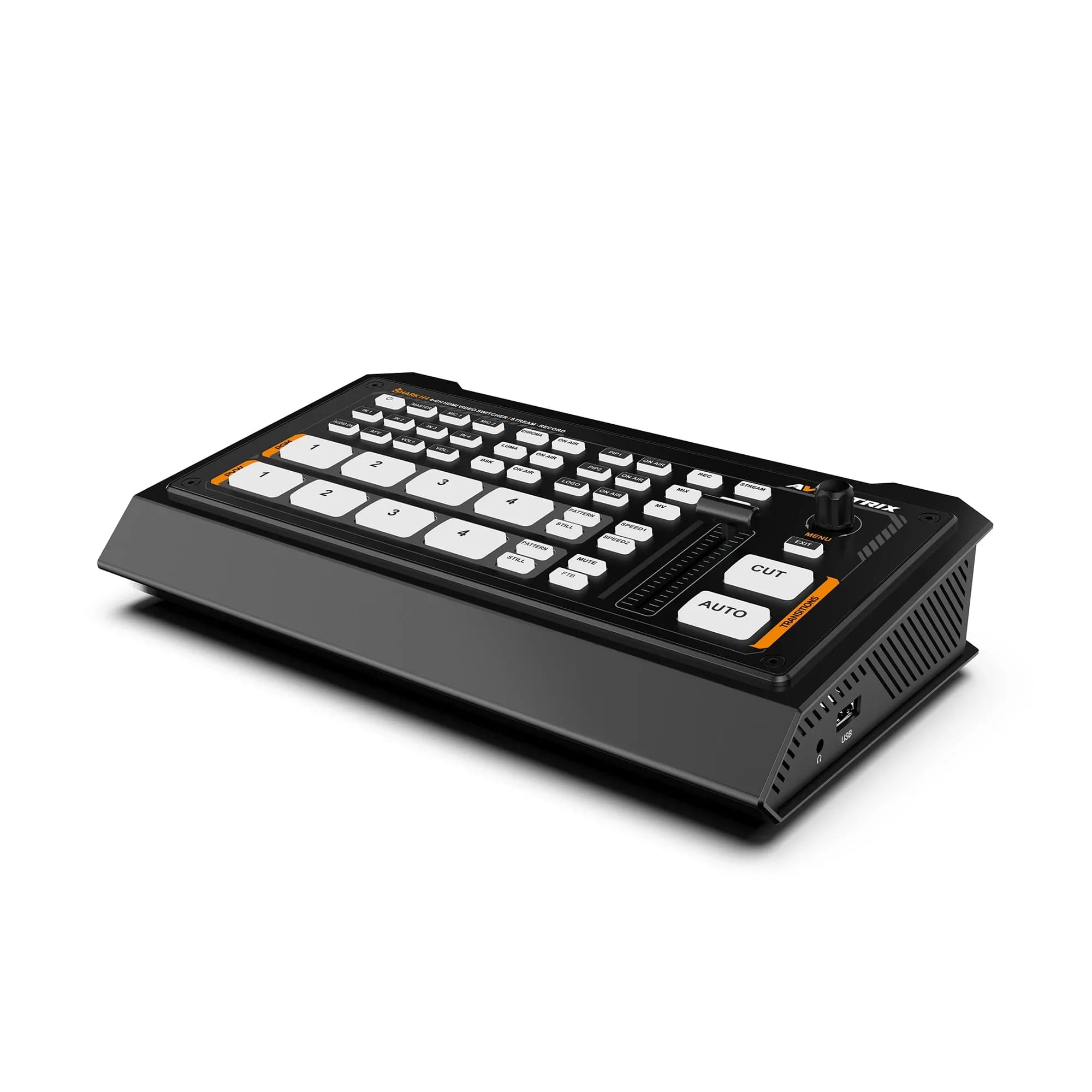 AVMATRIX SHARK H4 Mixer Video per Streaming Live Multi-Camera per HDMI RTMP SRT Stream Registrazione su Disco USB/Scheda SD Interamente in Metallo