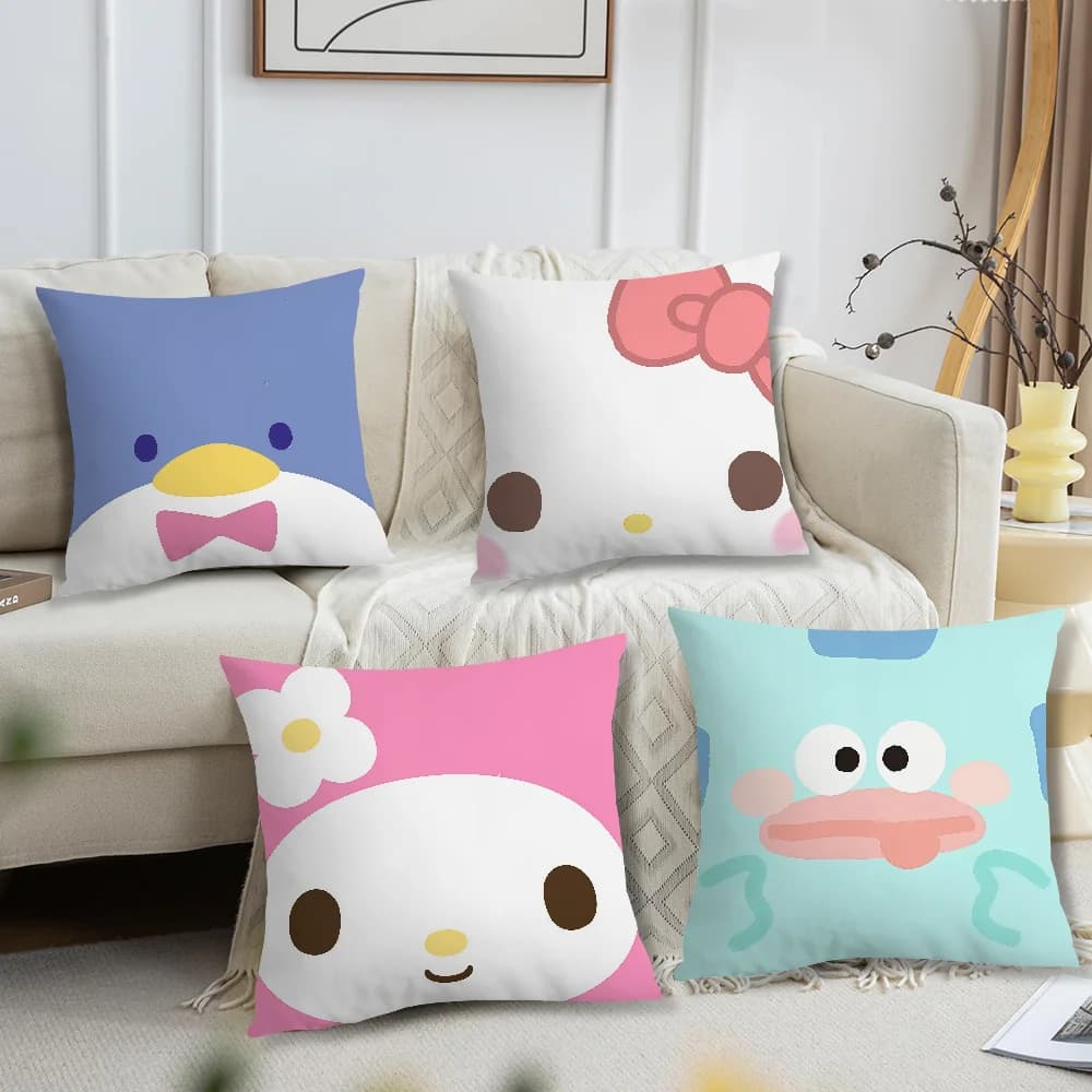 Fodera per cuscino con stampa viso Kawaii Sanrio, decorazione per divano, casa, auto, camera, caffetteria, ufficio, stile nordico semplice