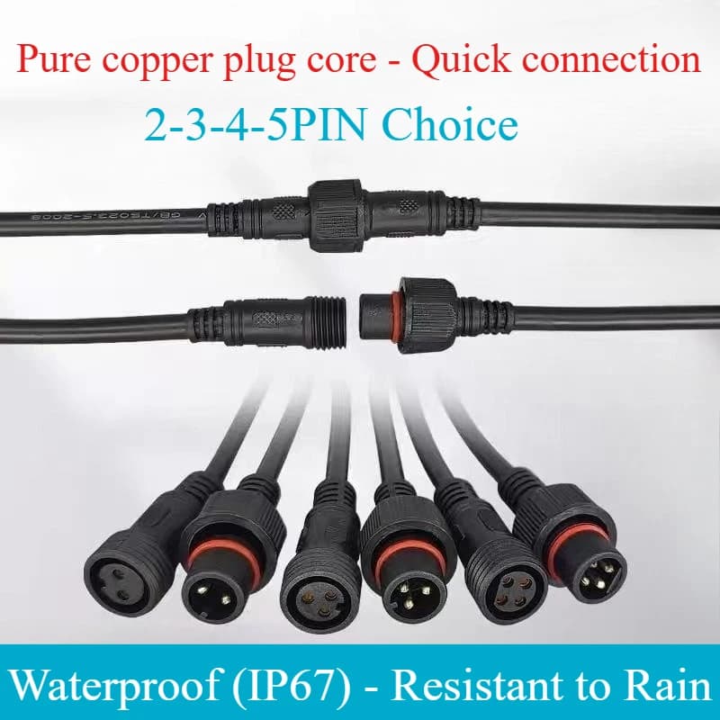 1 set IP67 impermeabile 2/3/4/5 pin LED maschio femmina connettore cavo 20 cm LED striscia luminosa connettore cavo connettore