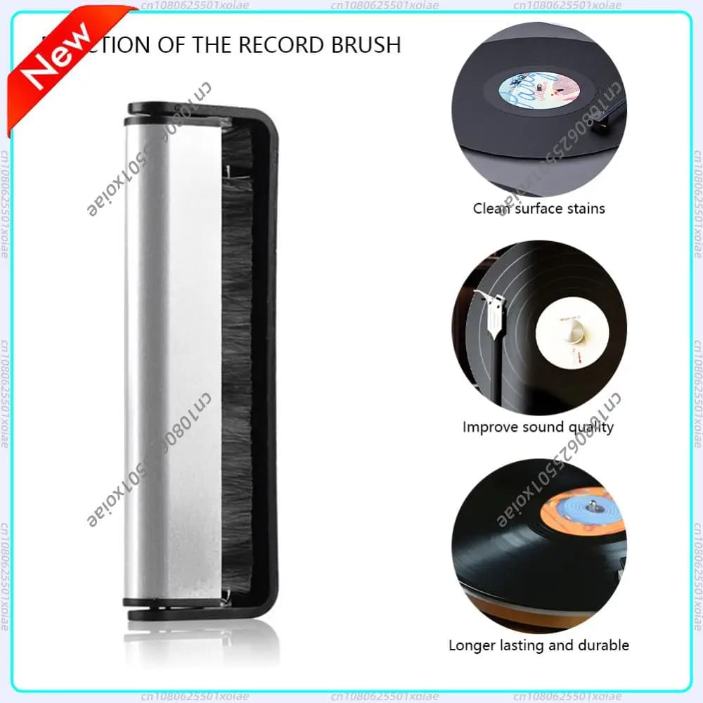 Spazzola per la pulizia dei dischi in vinile in nylon e lana, portatile, antistatica, con manico, accessori per strumenti