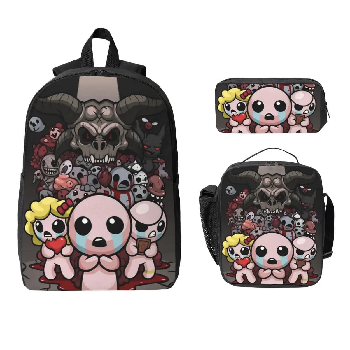 3Pcs The Binding Of Isaac Theme School bags Set for Kids Pencil Boxes Backpack Sets with Lunch Box For School Students Daypack