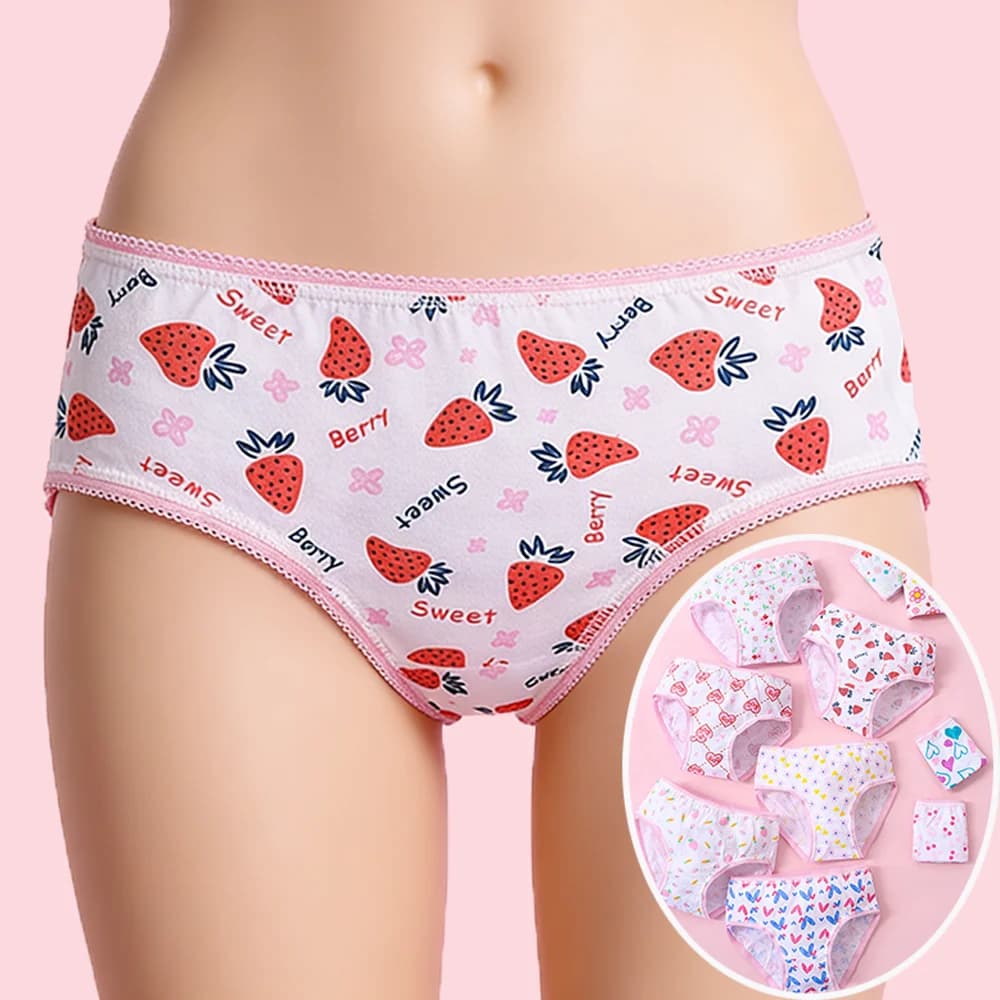 Girls Cute Cartoon Print Triangle Underwear Soft Skin Friendly Breathable Briefs All Seasons Daily Casual Girls Shorts