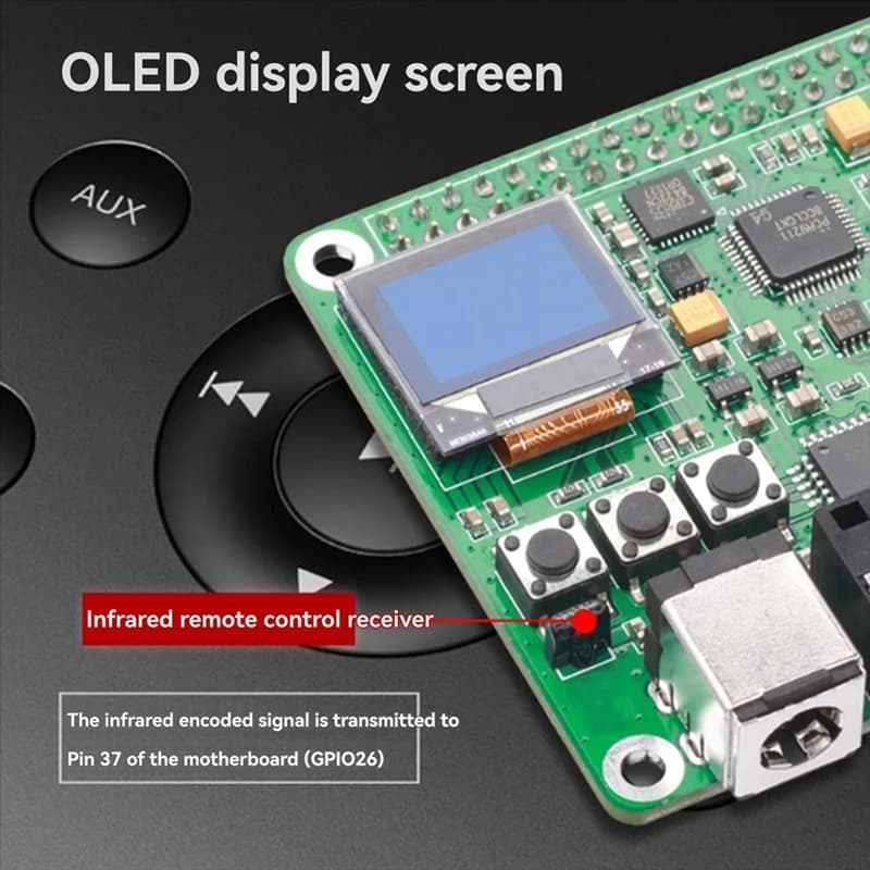 -N07R For Raspberry Pi Es9038q2m Decode Card Audio Hifi, Coaxial, Fiber, I2S, Analog Output Supports 768K 32Bit, DSD512