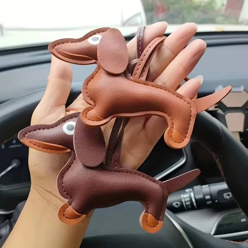 Portachiavi in Pelle PU a Forma di Bassotto per Auto, Elegante Portachiavi a Forma di Cane per Donna, Ciondolo per Borsa, Gioiello, Anello Portachiavi, Regalo