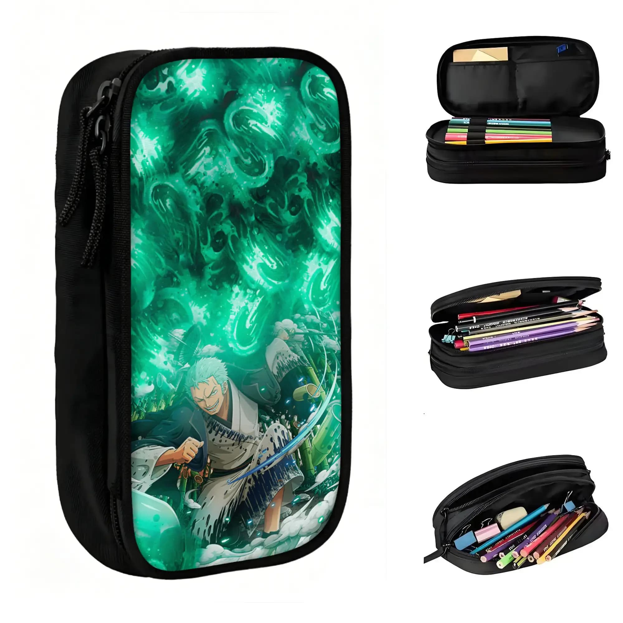Custom Comics One P-Pieces Zoro Kawaii Pencil Case Girls Boys Large Capacity Pencil Pouch Students Stationery
