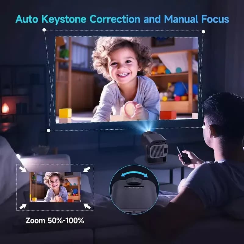 HY320 Mini Projector Android 11 200 ANSI Lumens Portable Outdoor Home Theater 4K 720P Wi-Fi 6 for 5.0 HIFI Projector