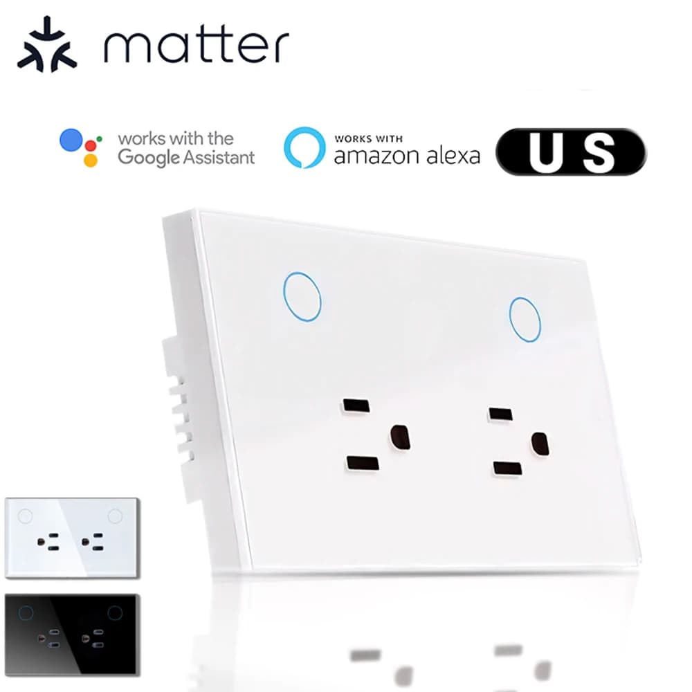 Presa a Muro Intelligente Wi-Fi Matter, Tipo 120 US, Interruttore Touch, Controllo Vocale Wireless, Compatibile con Alexa e Google Home