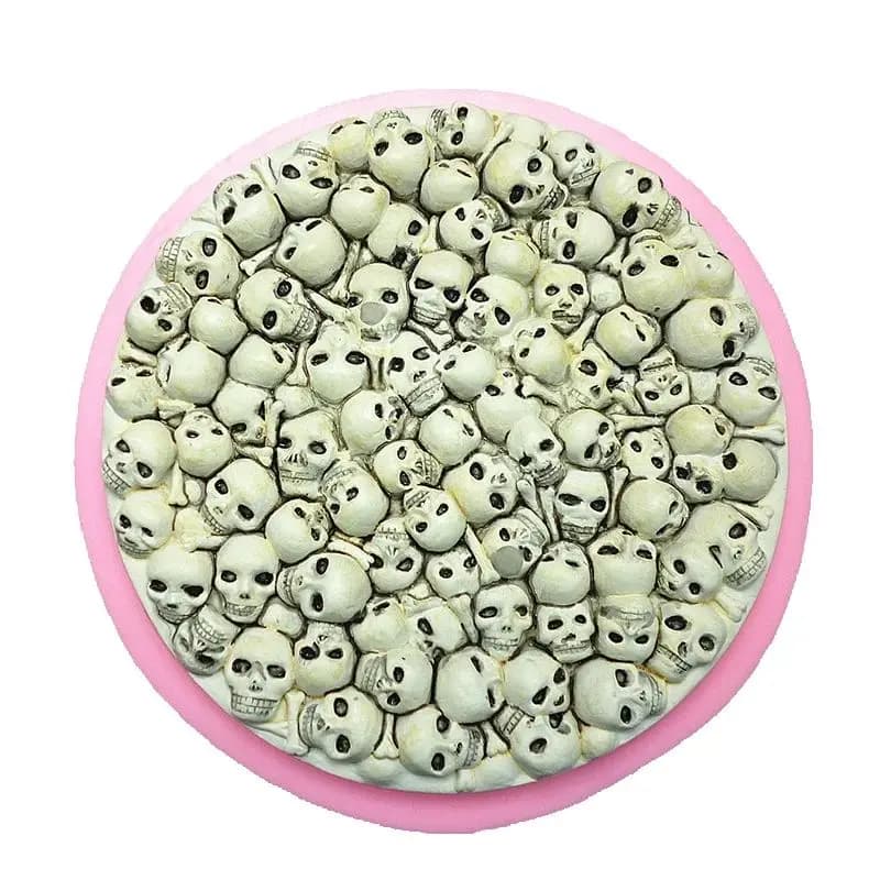 Piccola testa di scheletro stampo circolare in Silicone fai da te resina fatta a mano gesso cemento cristallo caduta colla stampo Remanufacturing artigianato
