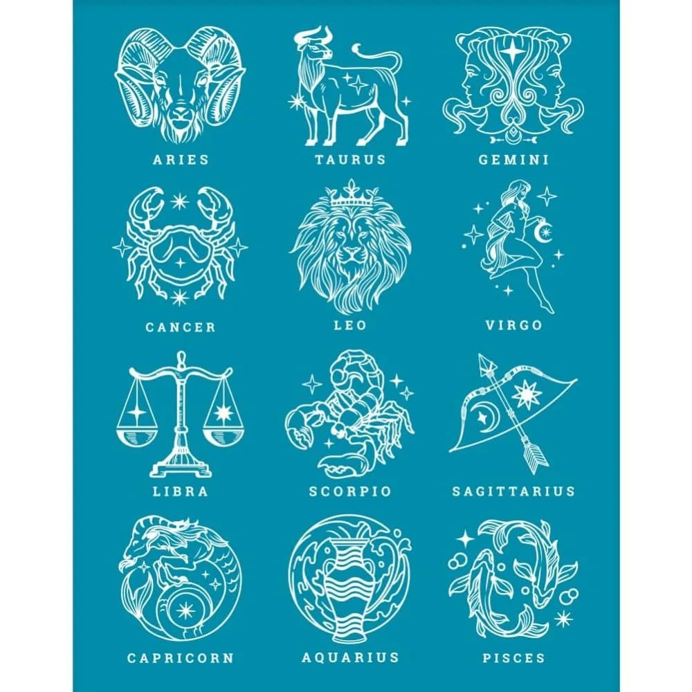 4x5 pollici 12 costellazioni stencil in argilla costellazioni segno serigrafia per argilla polimerica lo zodiaco stencil serigrafia maglia