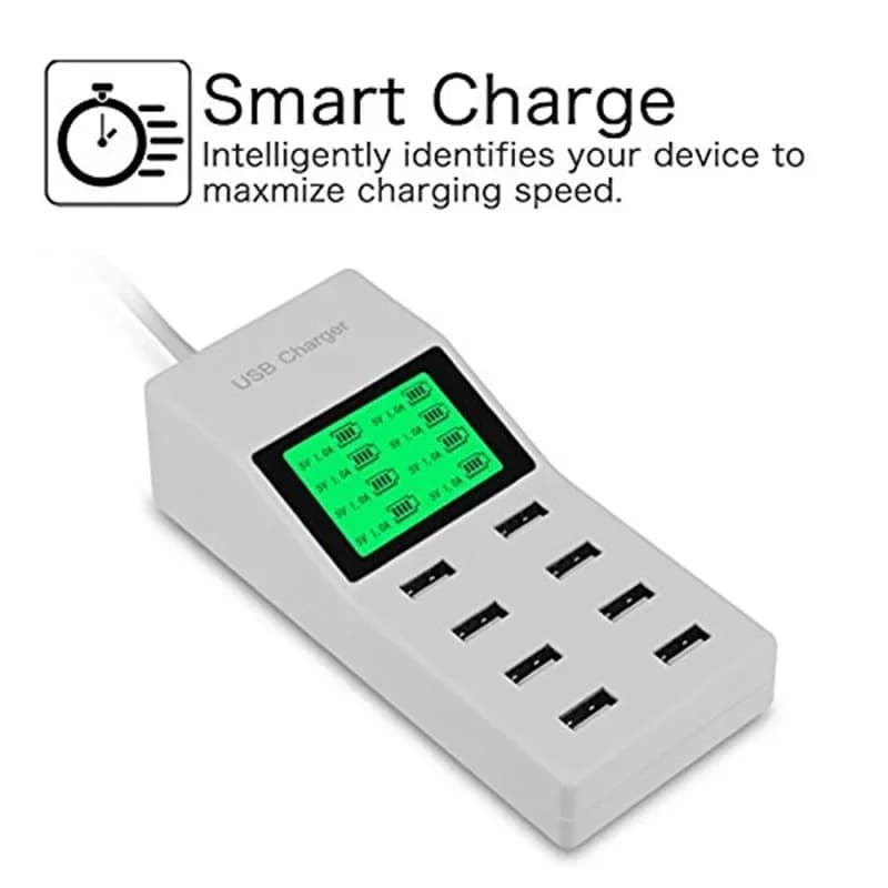LCD 46W 100-240V 9.2A universal LCD 8 ports USB socket power adapter ca smart wall charger for cellular tablet US EU UK Plug