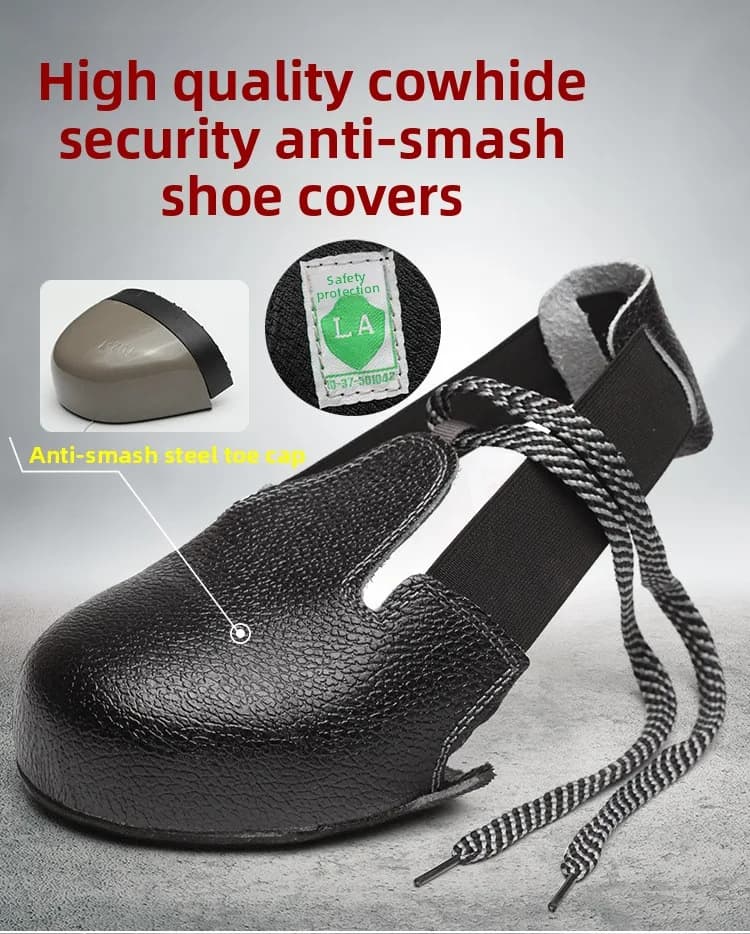 Copriscarpe anti-schiacciamento, copriscarpe per visitatori, copriscarpe di protezione per il lavoro, copriscarpe di sicurezza con puntale in acciaio, protezione per la testa in pelle bovina