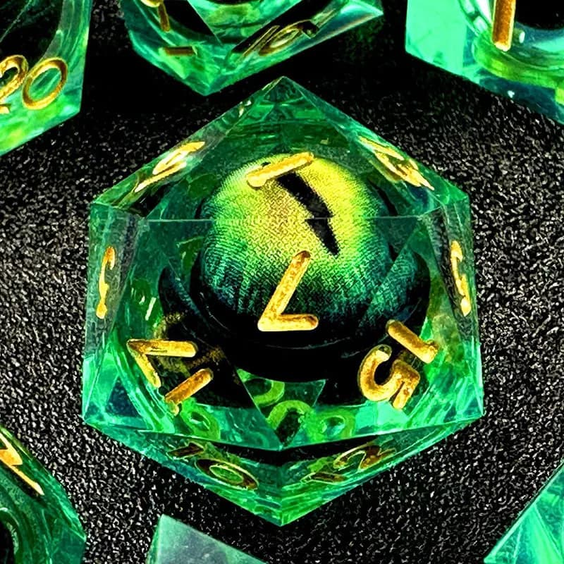DND Dragon Eyes Set di dadi con nucleo liquido per TRPG Dungeons&Dragons Gioco da tavolo Dadi in resina fatti a mano