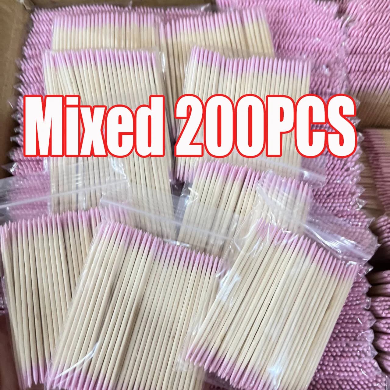 Set da 200 Pezzi Bastoncini in Legno Rosa a Doppia Punta, Monouso, per Nail Art, Rimozione Smalto e Cura delle Unghie di Mani e Piedi