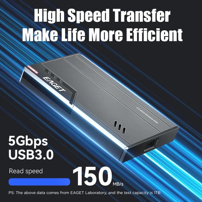 Eaget Disco rigido esterno 2.5 Disco rigido portatile HDD 500 GB 1 TB 2 TB USB 3.0 per PC desktop Mac Laptop Console di gioco TV PS5