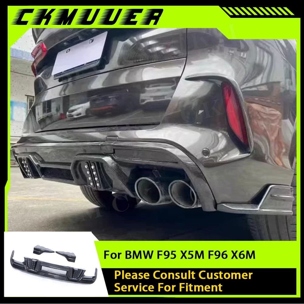 CKMUUER Carbon Fiber Rear Bumper Diffuser Lip Splitters Rear Diffuser Splitters for BMW F95 X5M F96 X6M 2020-2024 FRP