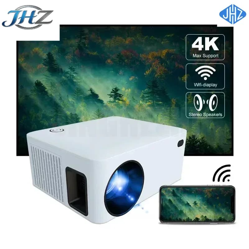Proiettore Portatile JHZ per Aokang, Schermo HD 200 Pollici, Mini Proiettore BT 4K Wireless Wifi 270 LED, Video Android 1080P 3D DLP per Smartphone