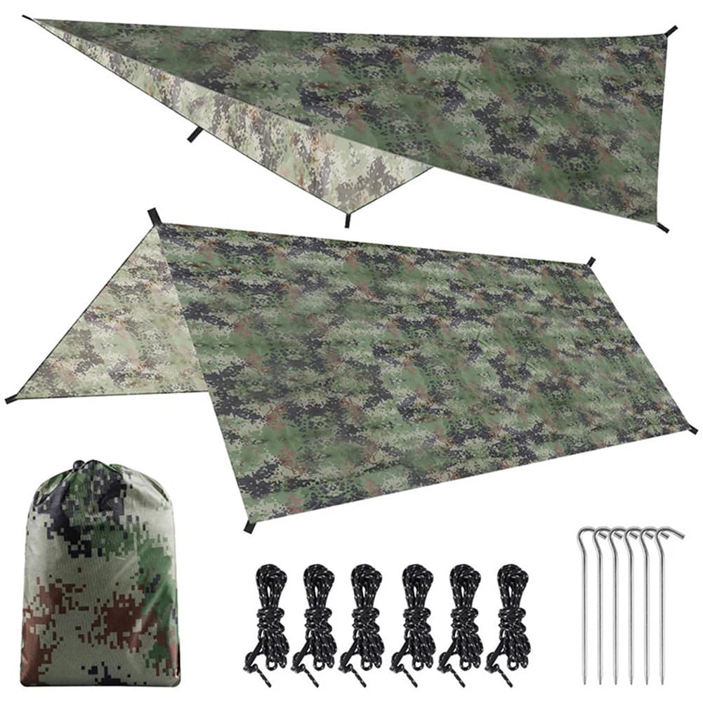 Baldacchino da esterno 210T filato di poliestere mimetico baldacchino da spiaggia portatile impermeabile pieghevole ultraleggero attrezzatura da picnic per zaino in spalla