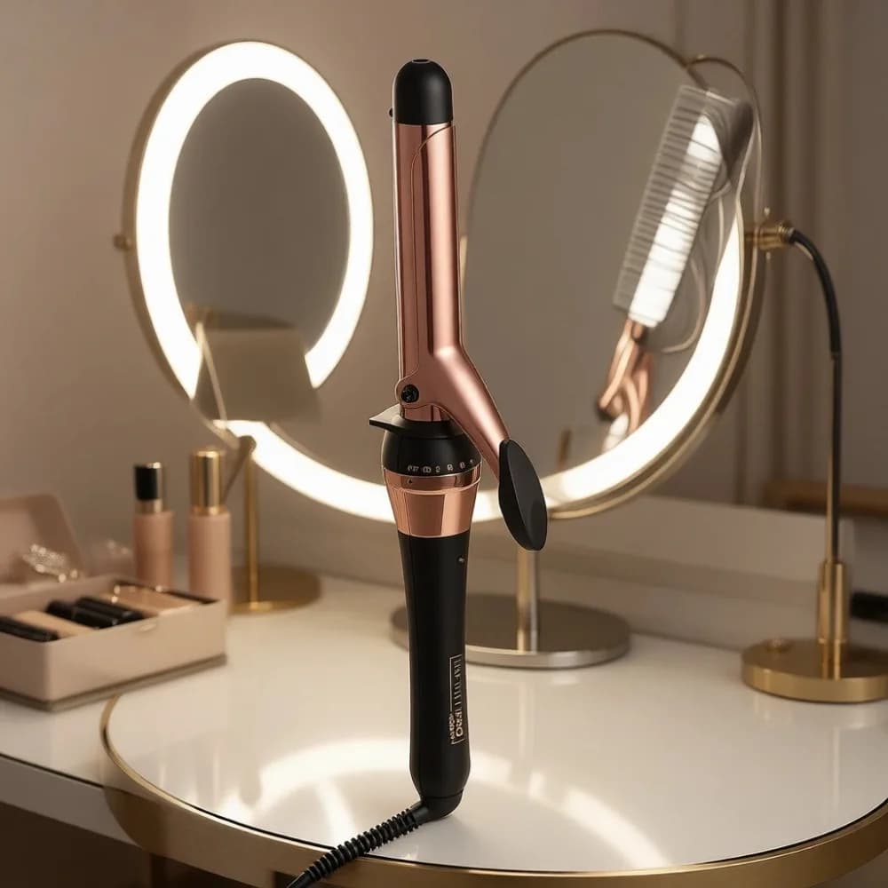 Ferro arricciacapelli in titanio oro rosa da 1 pollice per creare ricci classici su capelli corti, medi e lunghi