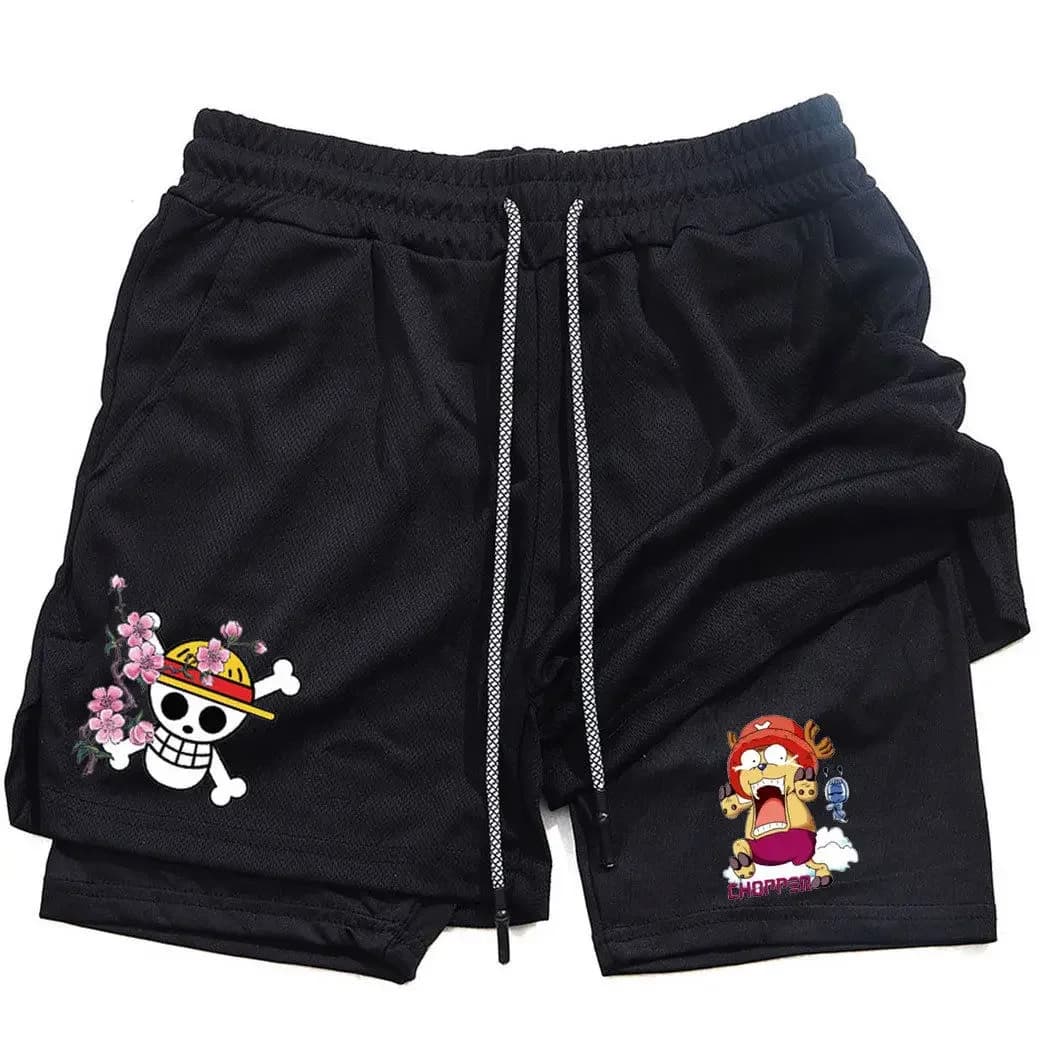 Printed sports shorts ONE PIECE Anime Q-Edition, new unisex Y2K summer shorts for swimming, fast drying, breathable, 2 in 1