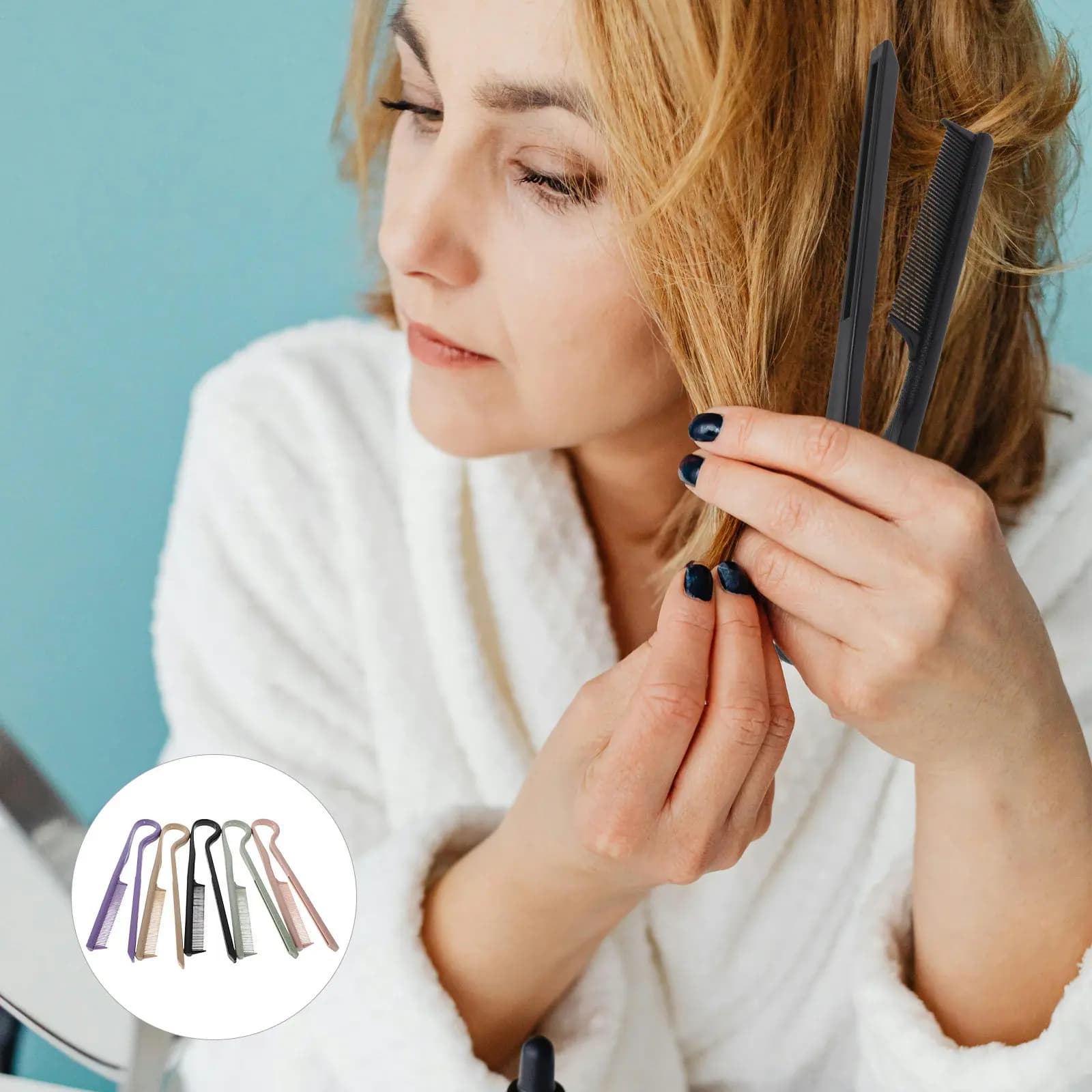 Set di 10 Pettini per Lisciare i Capelli a Forma di V, Spazzola Doppia Faccia Portatile, Strumento Professionale per Acconciature Lisce, per Salone, Viaggio e Casa