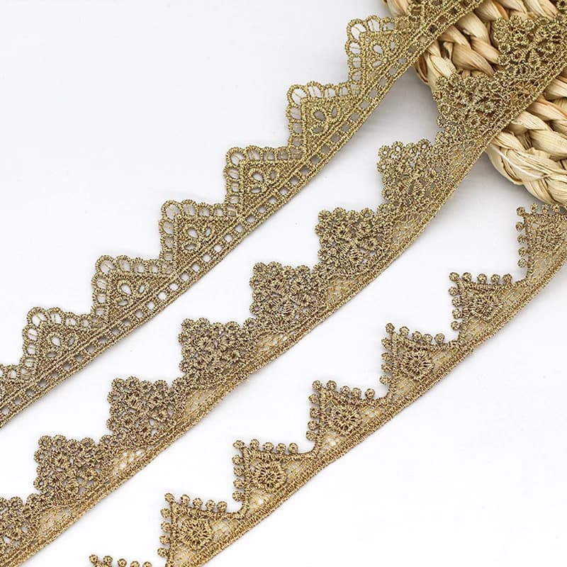 30 Iarde di Pizzo Solubile in Acqua con Filo Dorato 2.0/2.5cm, Decorazione per Abiti da Sposa, Tessuto in Poliestere Ricamato
