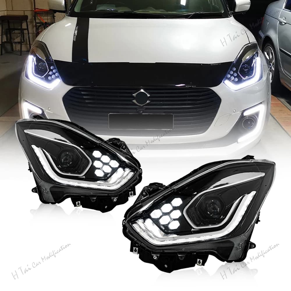 Pair LED Head Lights For Suzuki Swift 2017-2024 Front Lamps Assembly DRL Headlight High Low BeamTurn Signal Car Light Assemblies