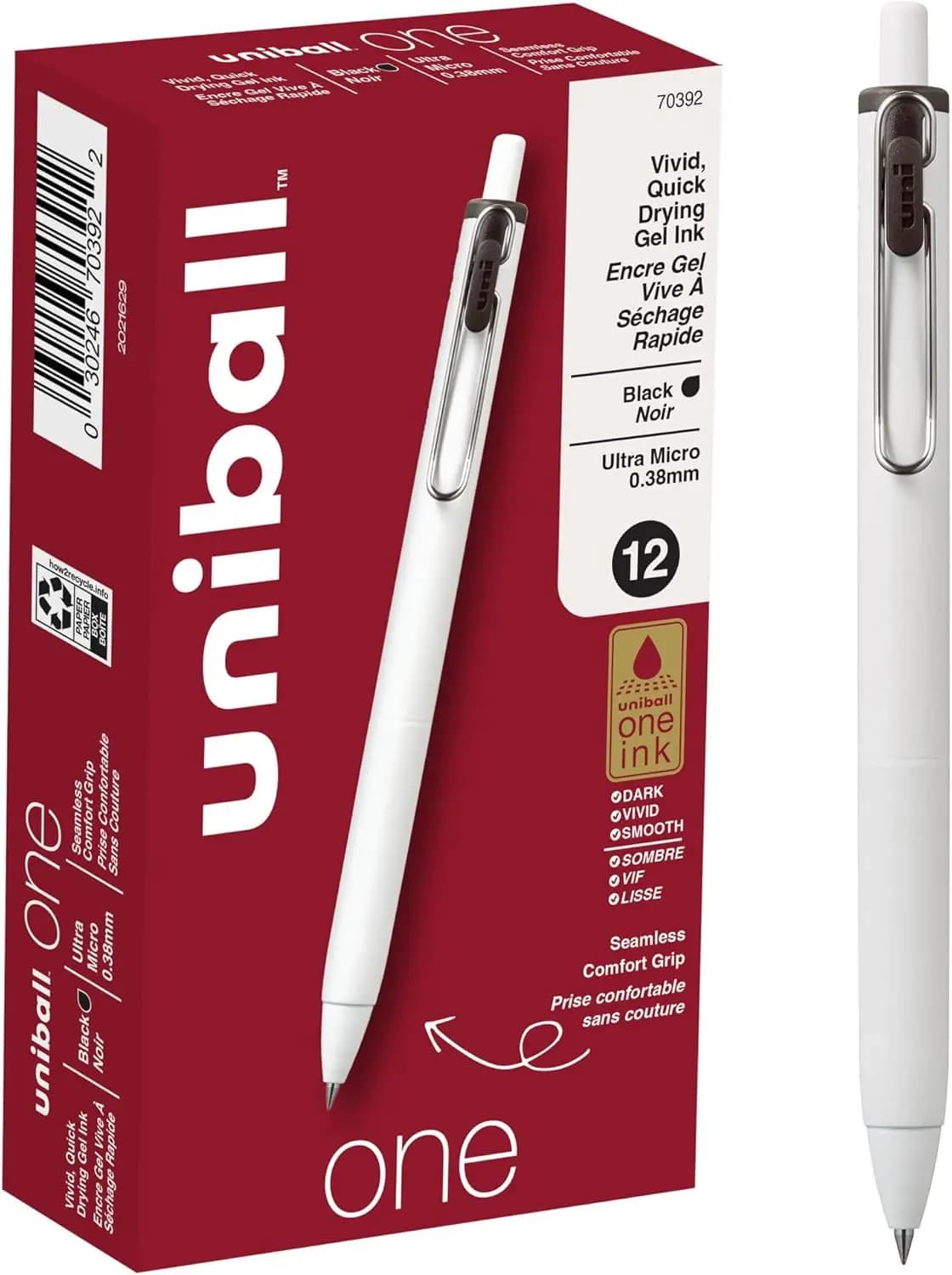 Penne Gel Nere Ultra Micro 0.38mm, Scrittura Fluida Punta Fine per Forniture da Ufficio, Confezione da 12